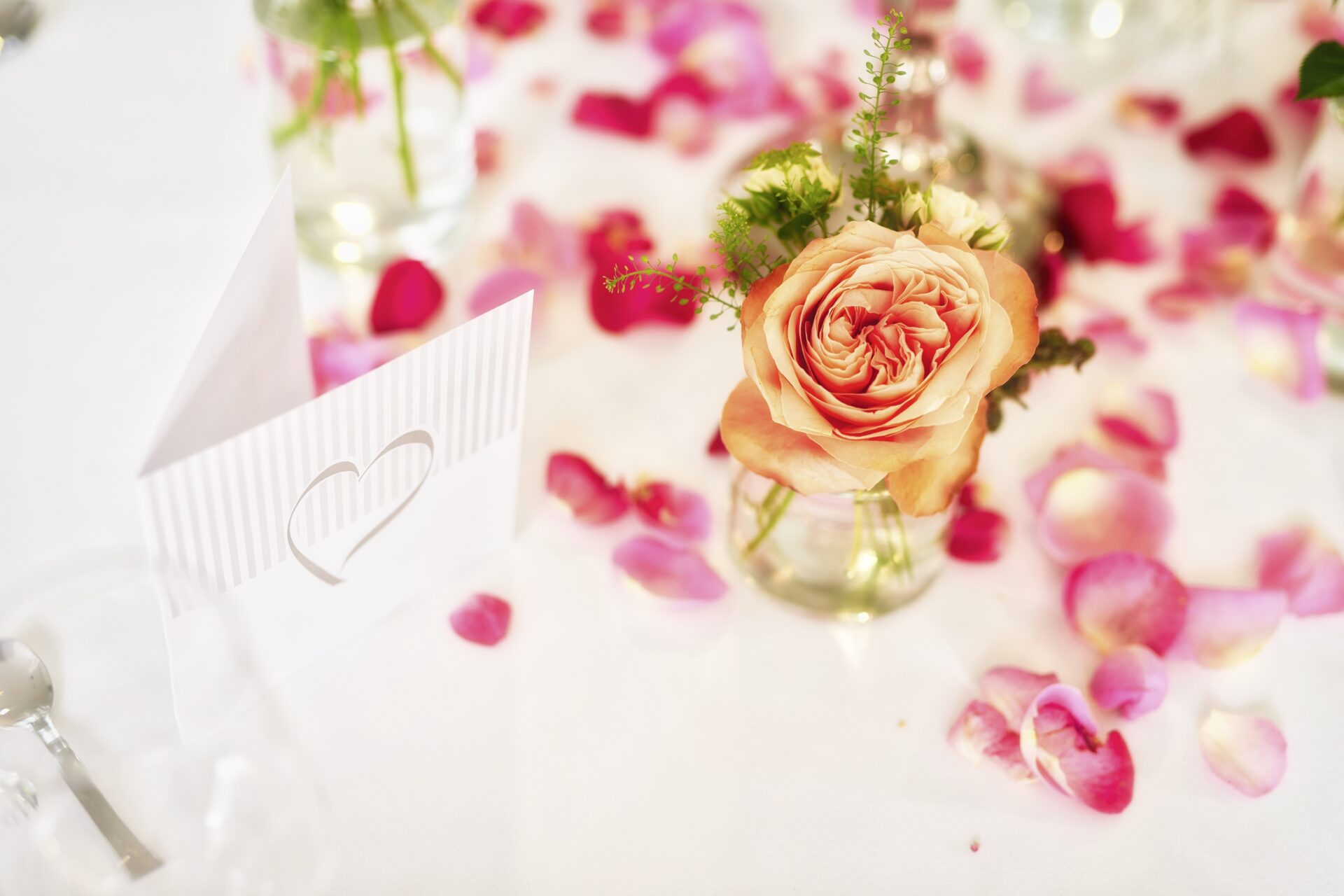 Rosen Herzkarte Menü Valentinstag Hochzeit